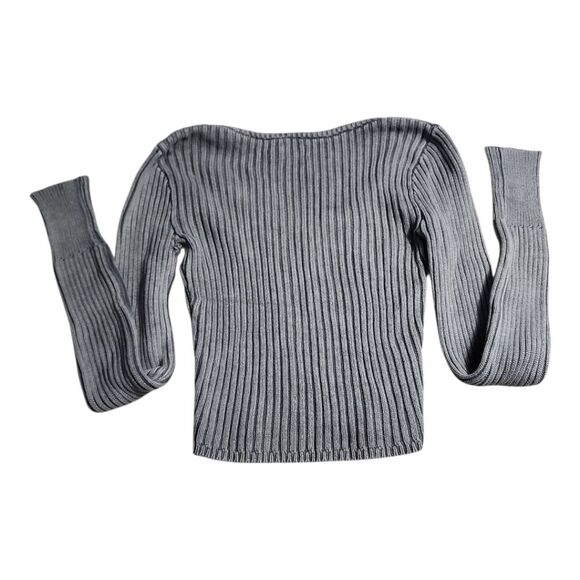 Pacsun L.A. Heart Ribbed Cropped Top Sweater Sz Small Gray Stretchy School Chic - Picture 7 of 7